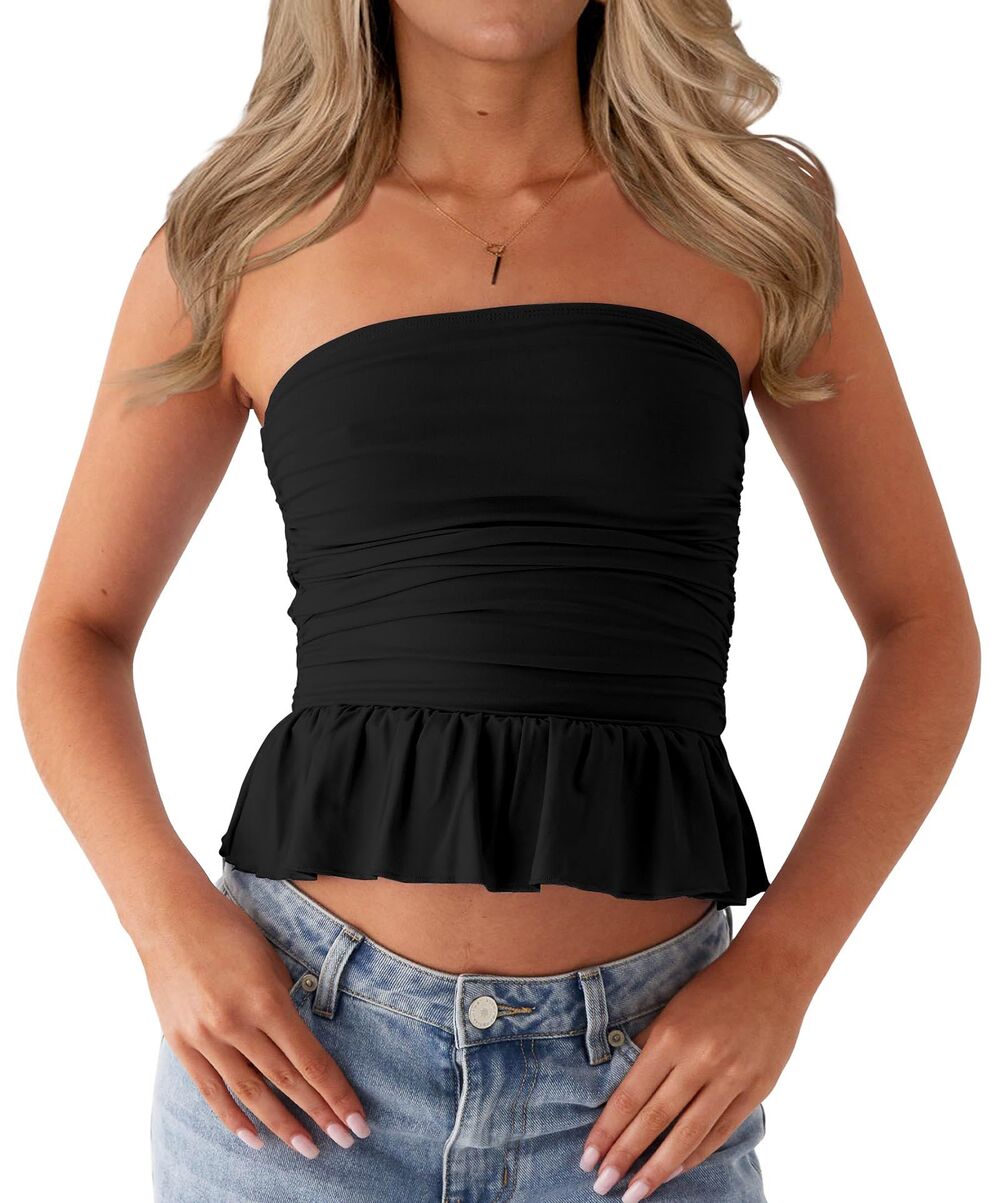 Ruched Tube Top, LARGE, 6G-159T004